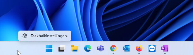 taakbalkinstellingen aanklikken